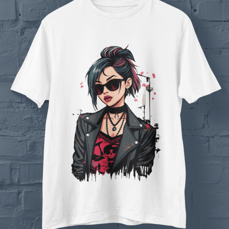 Designed t-shirt with a punk girl