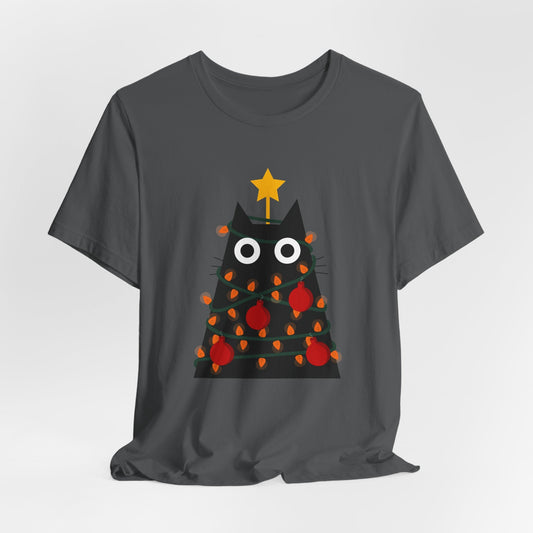 Black Cat Christmas Tree Unisex T-Shirt - Urban Studio Creations