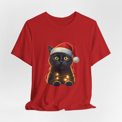 Black Cat Santa Hat Unisex T-Shirt - Urban Studio Creations