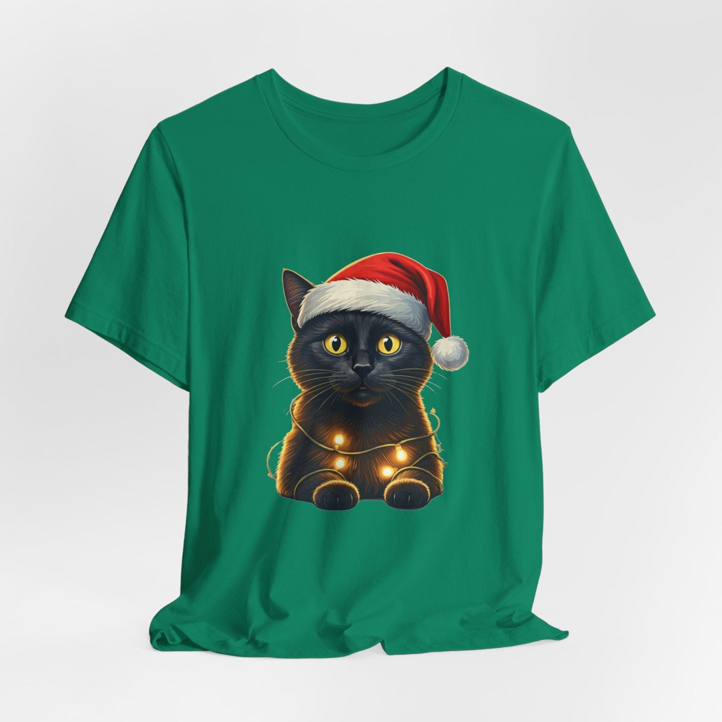 Black Cat Santa Hat Unisex T-Shirt - Urban Studio Creations