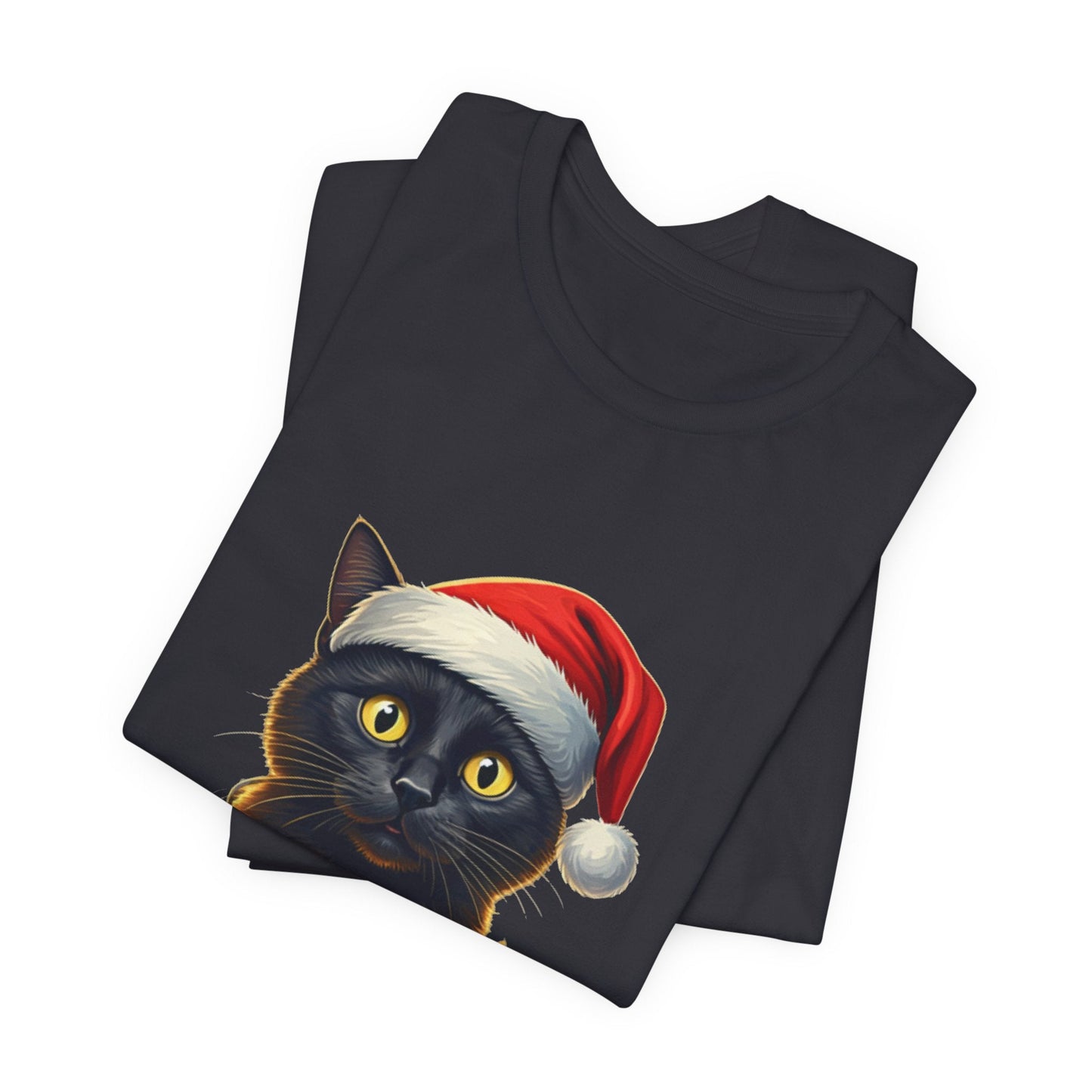 Black Cat Santa Hat Unisex T-Shirt - Urban Studio Creations