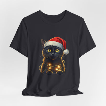 Black Cat Santa Hat Unisex T-Shirt - Urban Studio Creations