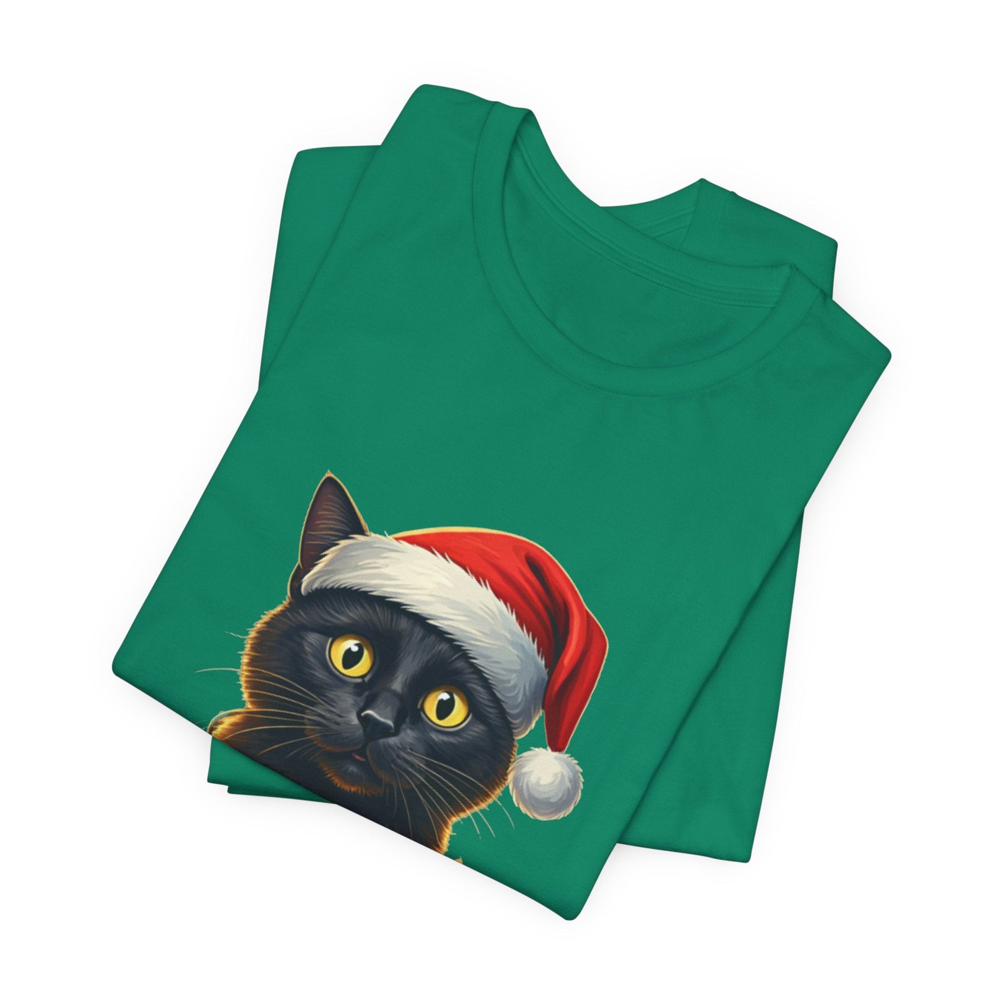 Black Cat Santa Hat Unisex T-Shirt - Urban Studio Creations