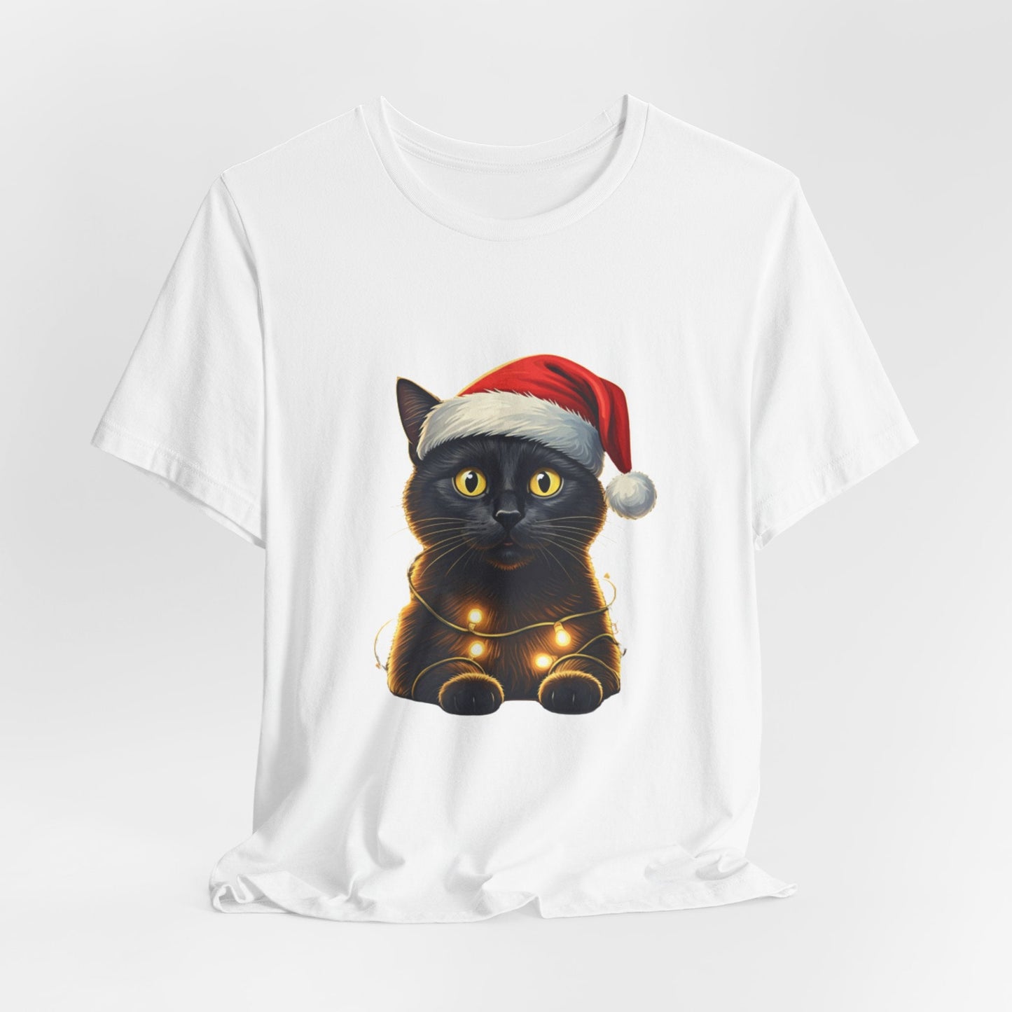 Black Cat Santa Hat Unisex T-Shirt - Urban Studio Creations