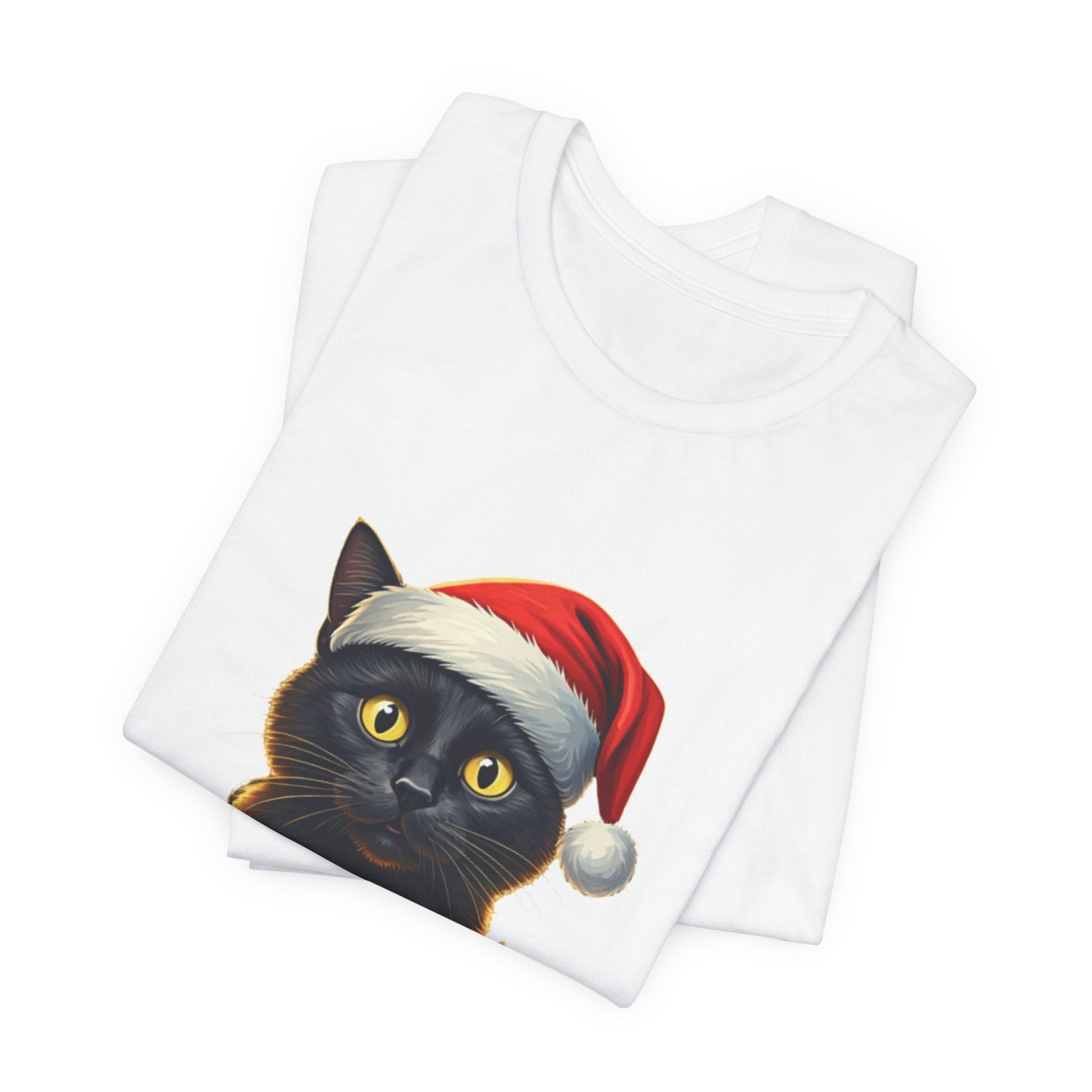 Black Cat Santa Hat Unisex T-Shirt - Urban Studio Creations