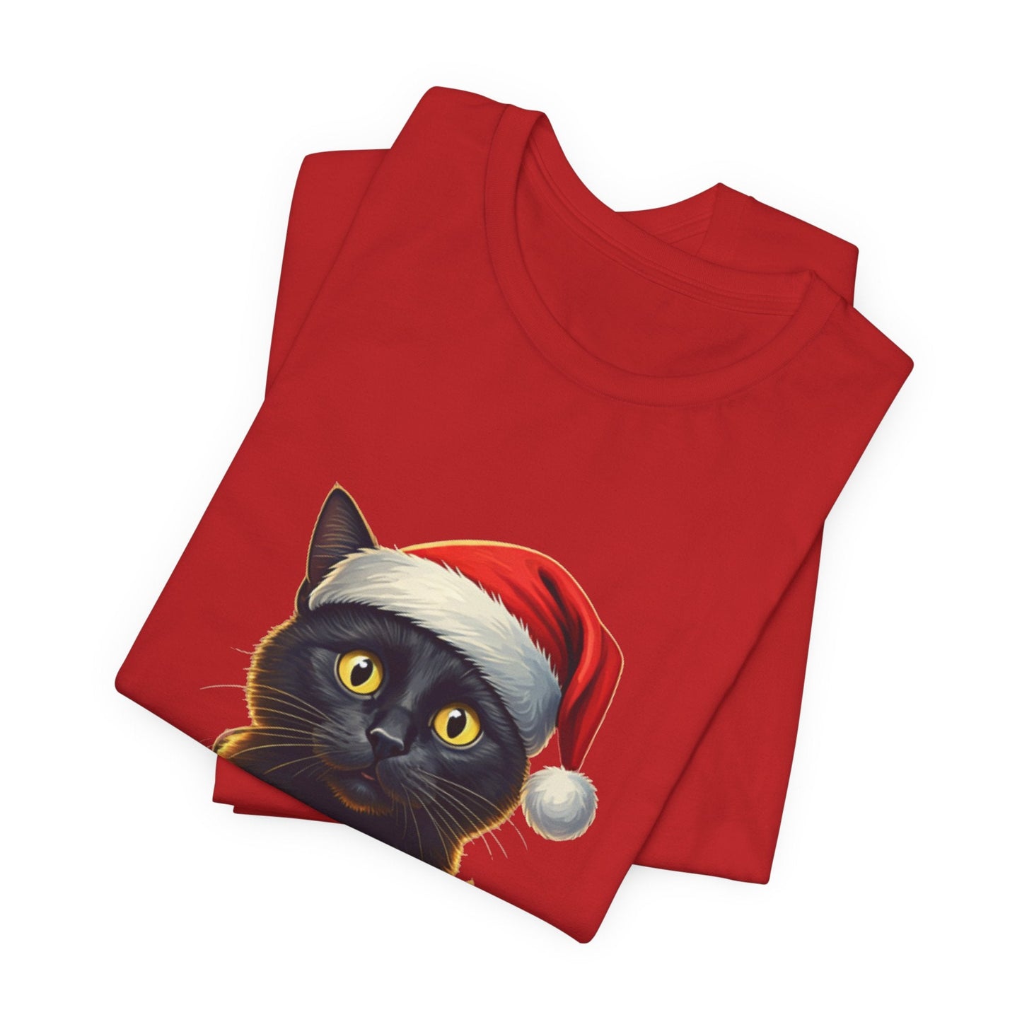 Black Cat Santa Hat Unisex T-Shirt - Urban Studio Creations