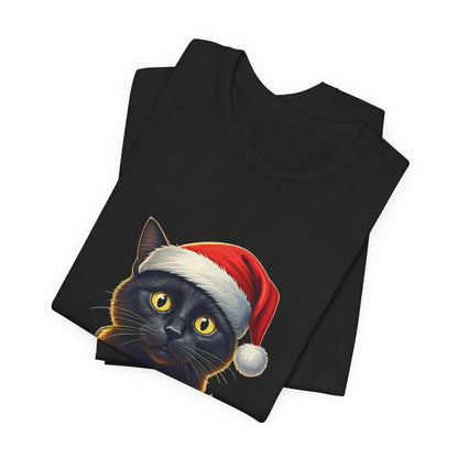 Black Cat Santa Hat Unisex T-Shirt - Urban Studio Creations