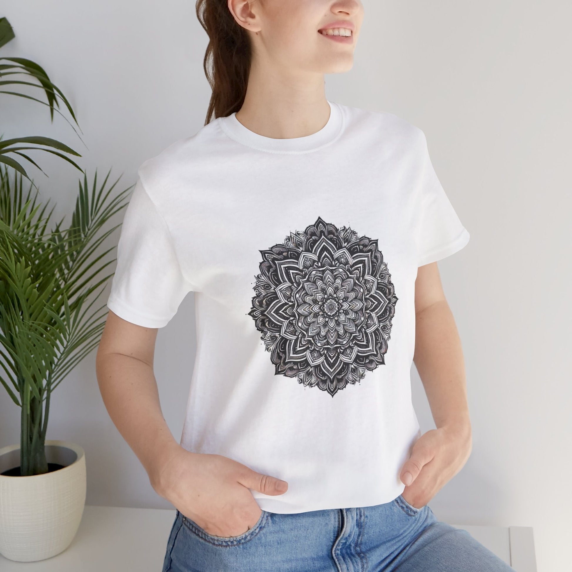 Black & White Mandala Unisex T-Shirt - Urban Studio Creations