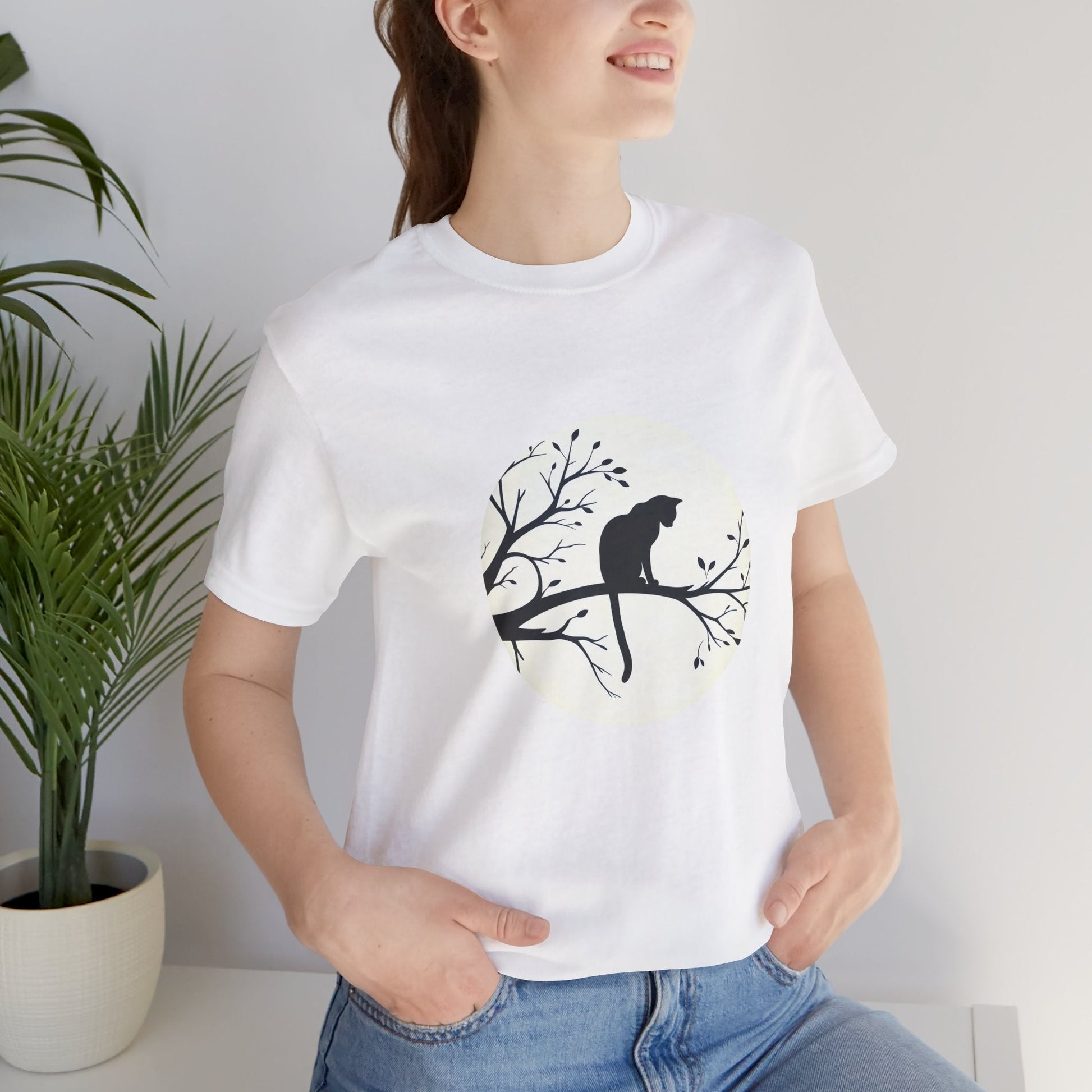 Cat Against the Moon Unisex T-Shirt - Urban Studio Creations