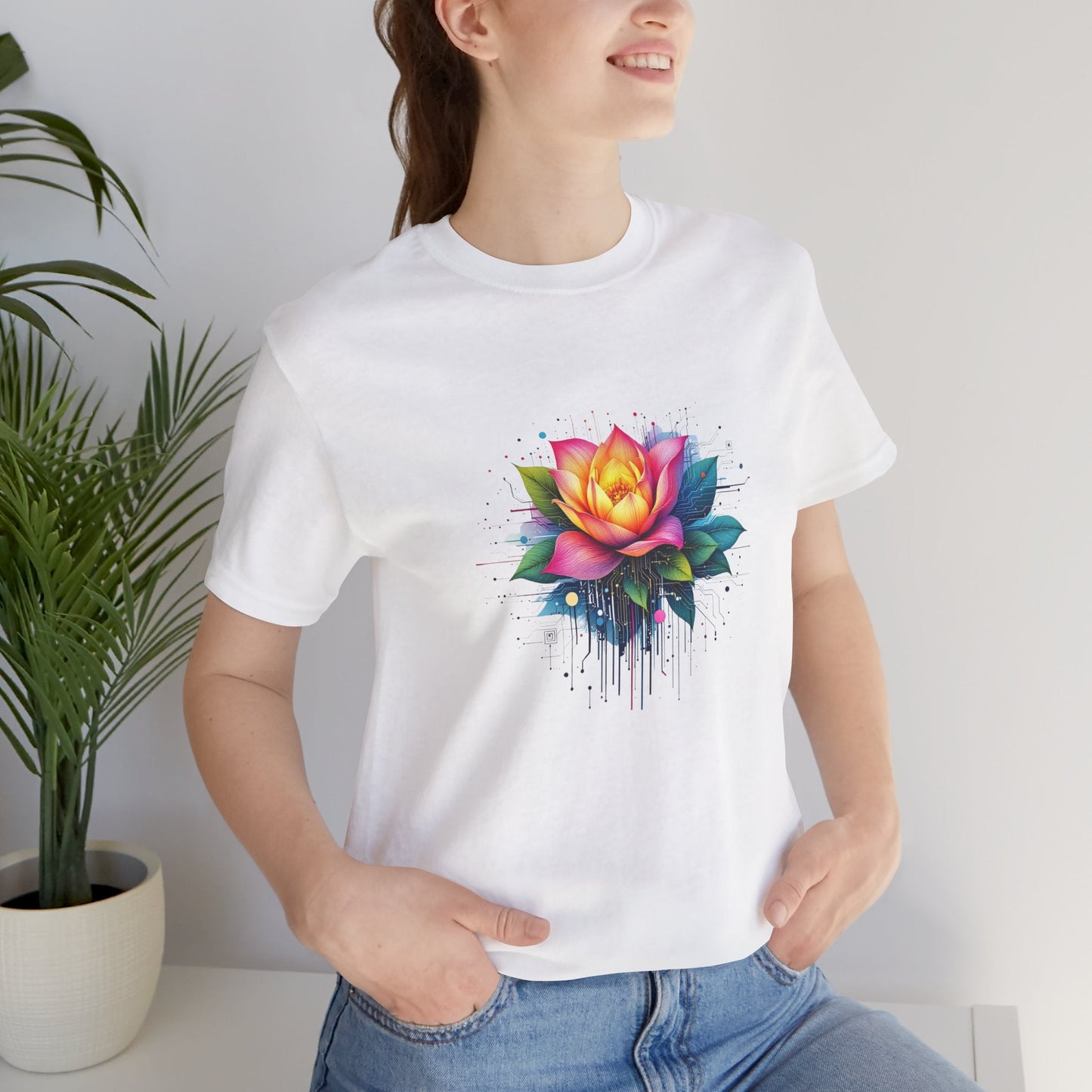 Circuit Board Flower Unisex T-Shirt - Urban Studio Creations