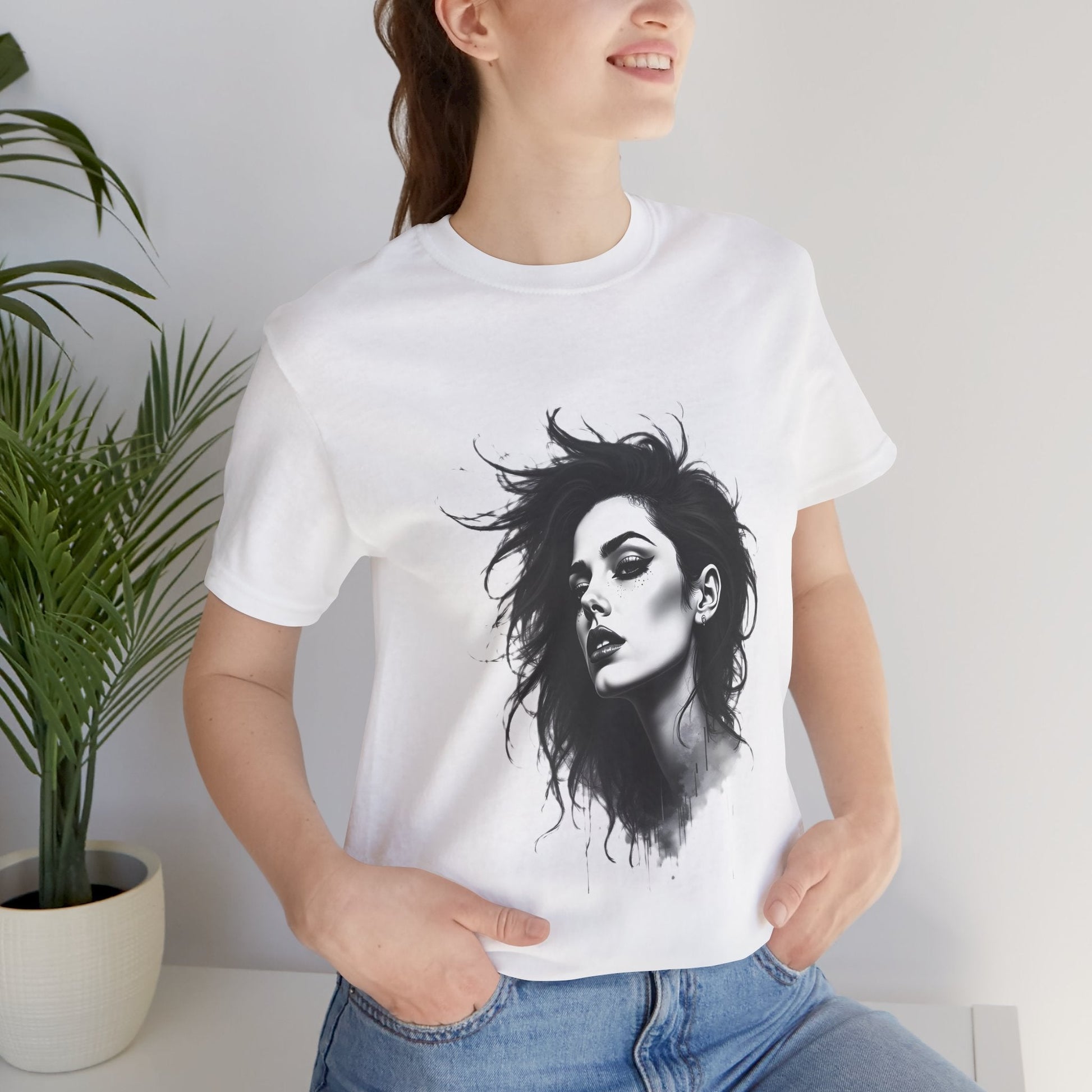 Edgy Woman Portrait Unisex T-Shirt - Urban Studio Creations