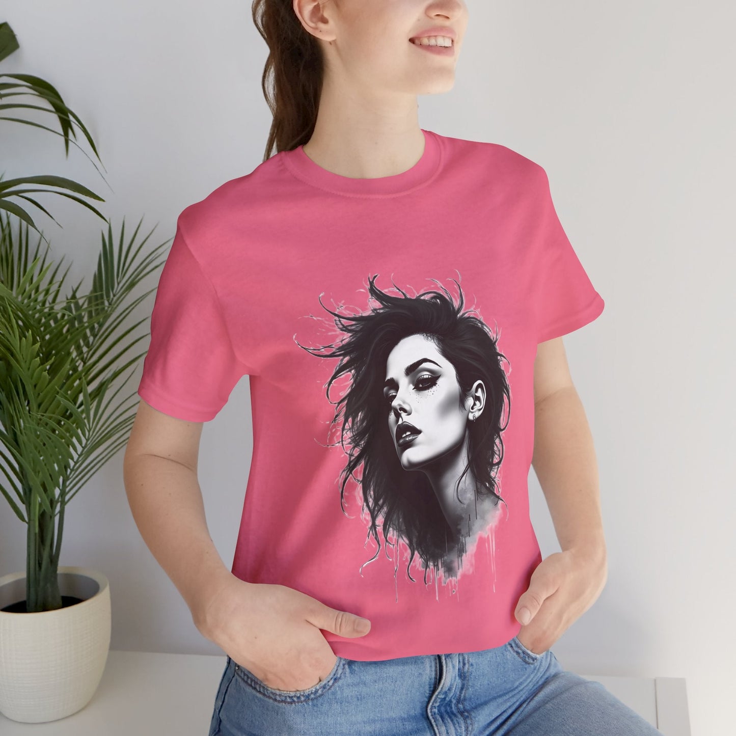 Edgy Woman Portrait Unisex T-Shirt - Urban Studio Creations