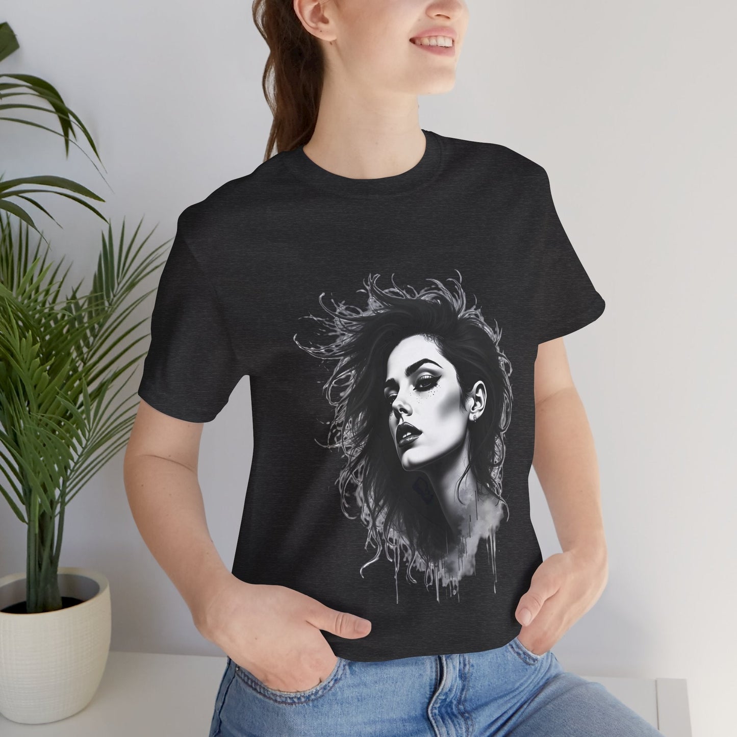 Edgy Woman Portrait Unisex T-Shirt - Urban Studio Creations