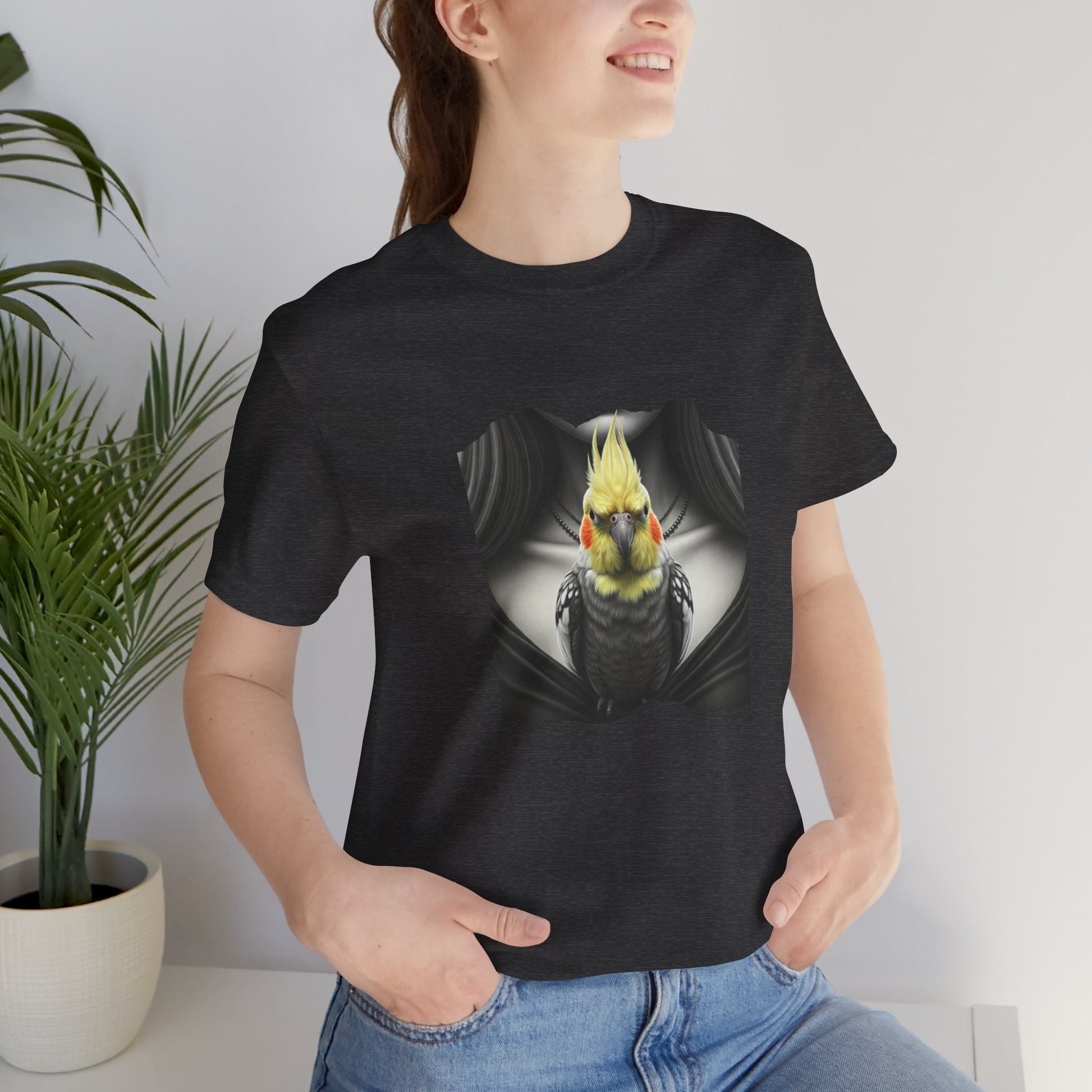 Elegant Cockatiel Gothic Portrait Unisex T-Shirt - Urban Studio Creations