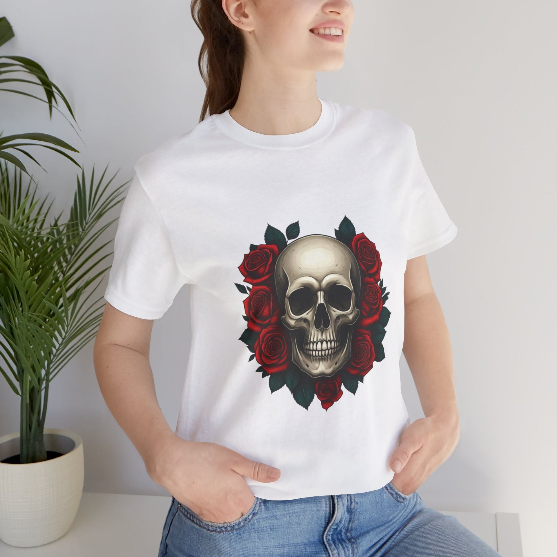 Elegant Dark Skull & Roses Unisex T-Shirt - Urban Studio Creations