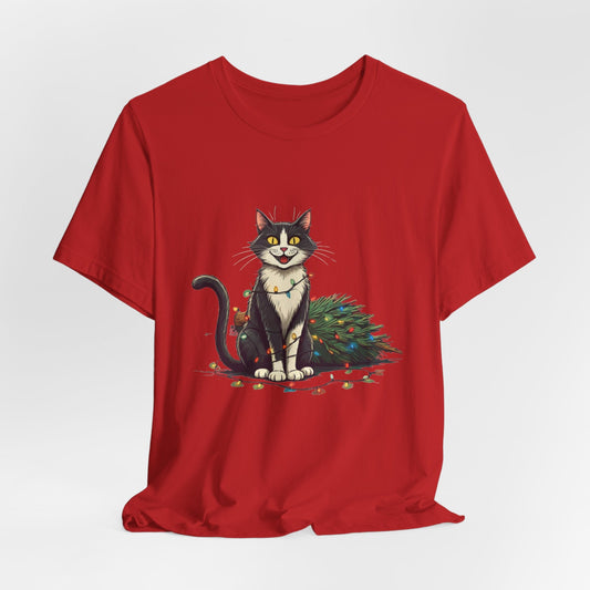 Festive Cat Christmas Tree Unisex T-Shirt - Urban Studio Creations