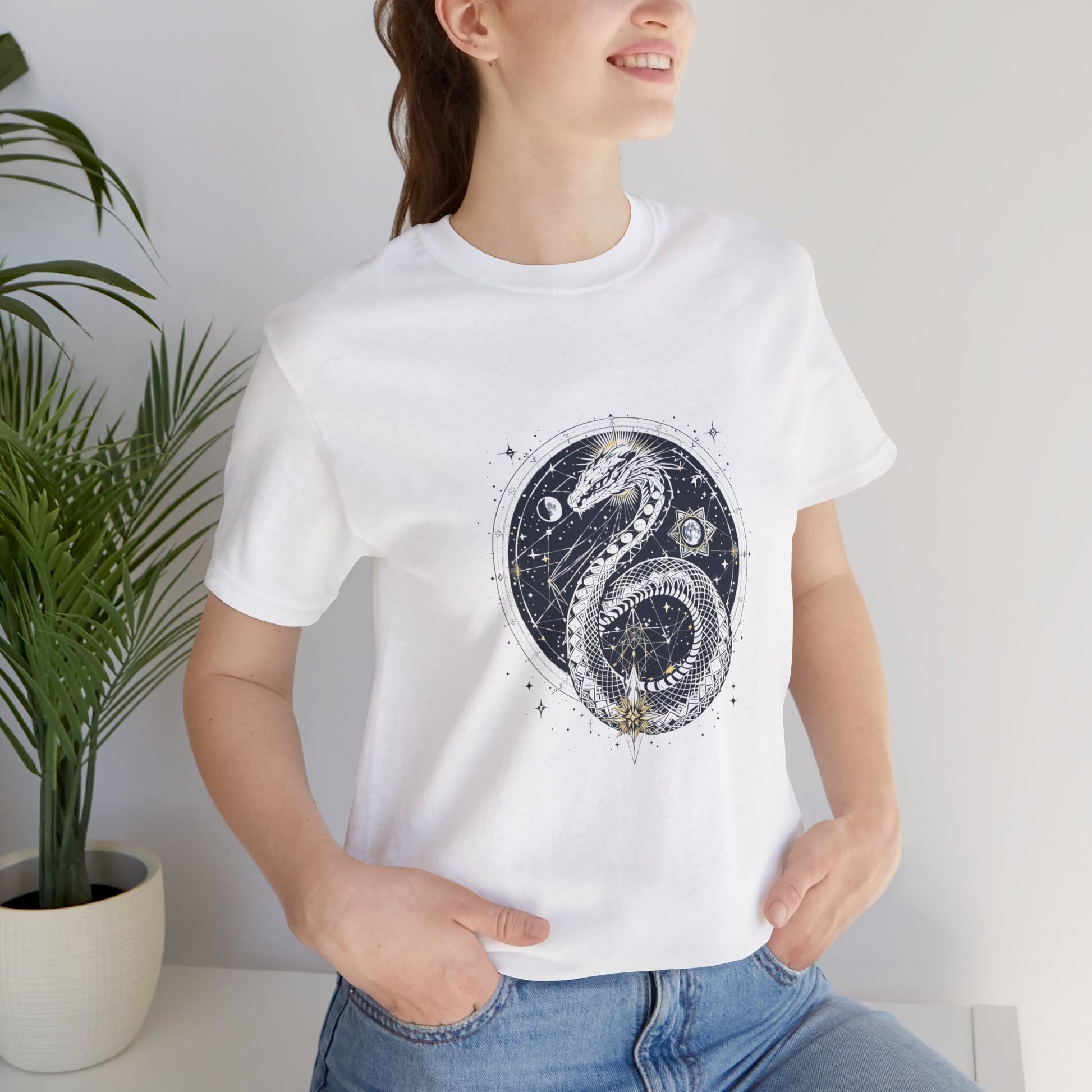 Lunar Serpent Guardian Unisex T-Shirt - Urban Studio Creations