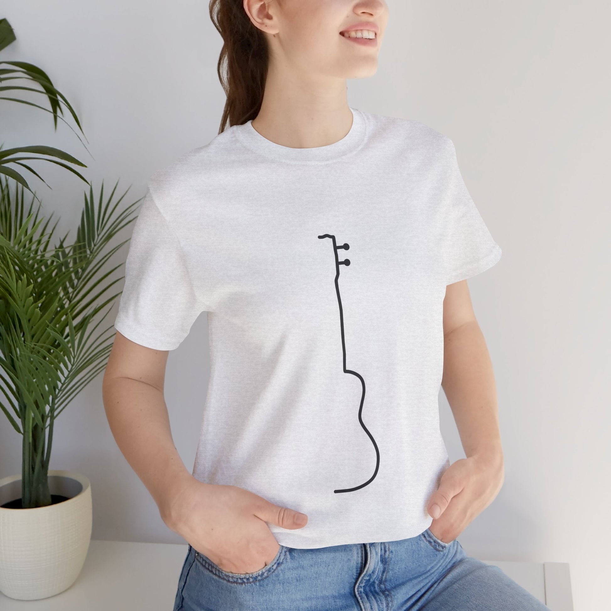 Minimalist Guitar Line Art Unisex T-Shirt - Urban Studio Creations