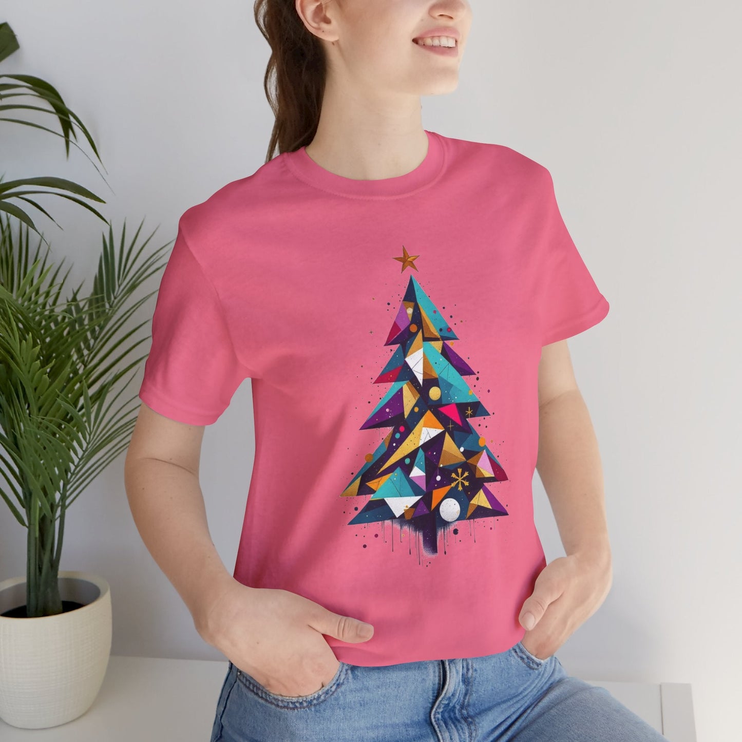 Modern Geometric Christmas Tree Unisex T-Shirt - Urban Studio Creations