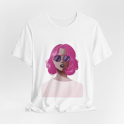 Pink - Haired Woman Unisex T-Shirt - Urban Studio Creations