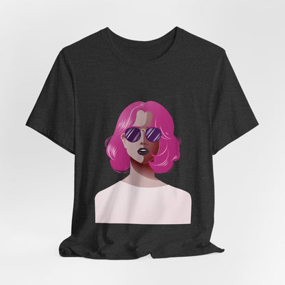 Pink - Haired Woman Unisex T-Shirt - Urban Studio Creations