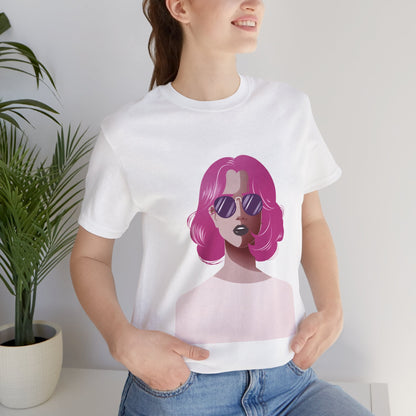 Pink - Haired Woman Unisex T-Shirt - Urban Studio Creations