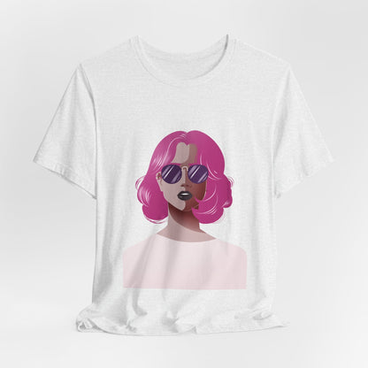 Pink - Haired Woman Unisex T-Shirt - Urban Studio Creations