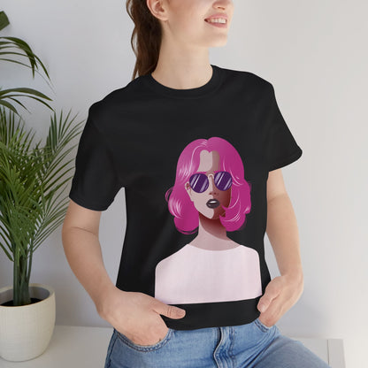 Pink - Haired Woman Unisex T-Shirt - Urban Studio Creations