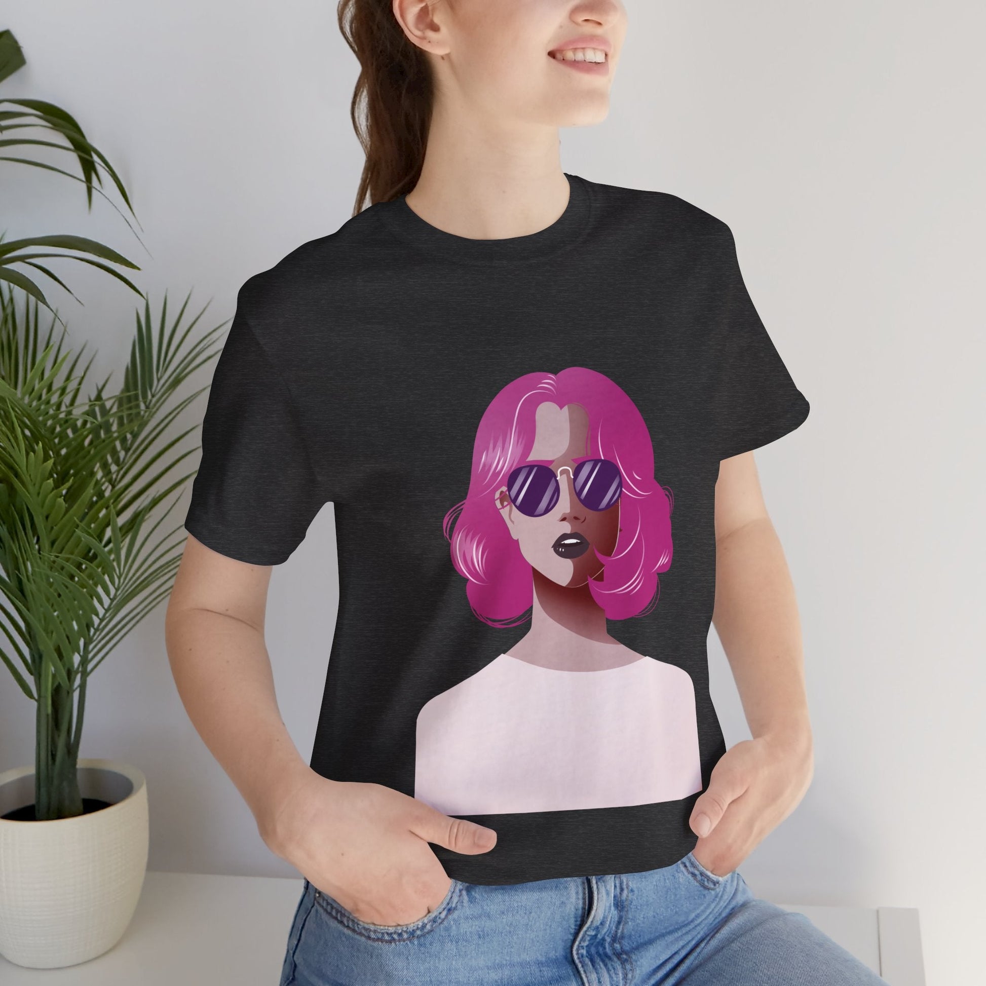 Pink - Haired Woman Unisex T-Shirt - Urban Studio Creations