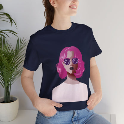 Pink - Haired Woman Unisex T-Shirt - Urban Studio Creations