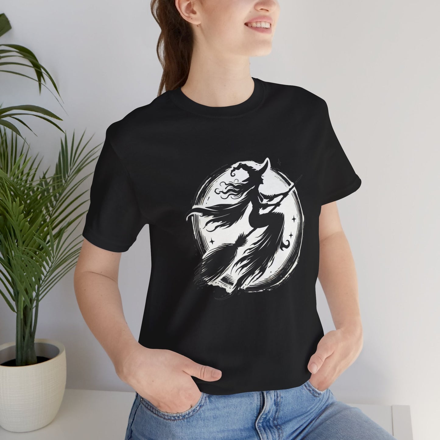 Witch on a Broom Unisex T-Shirt - Urban Studio Creations